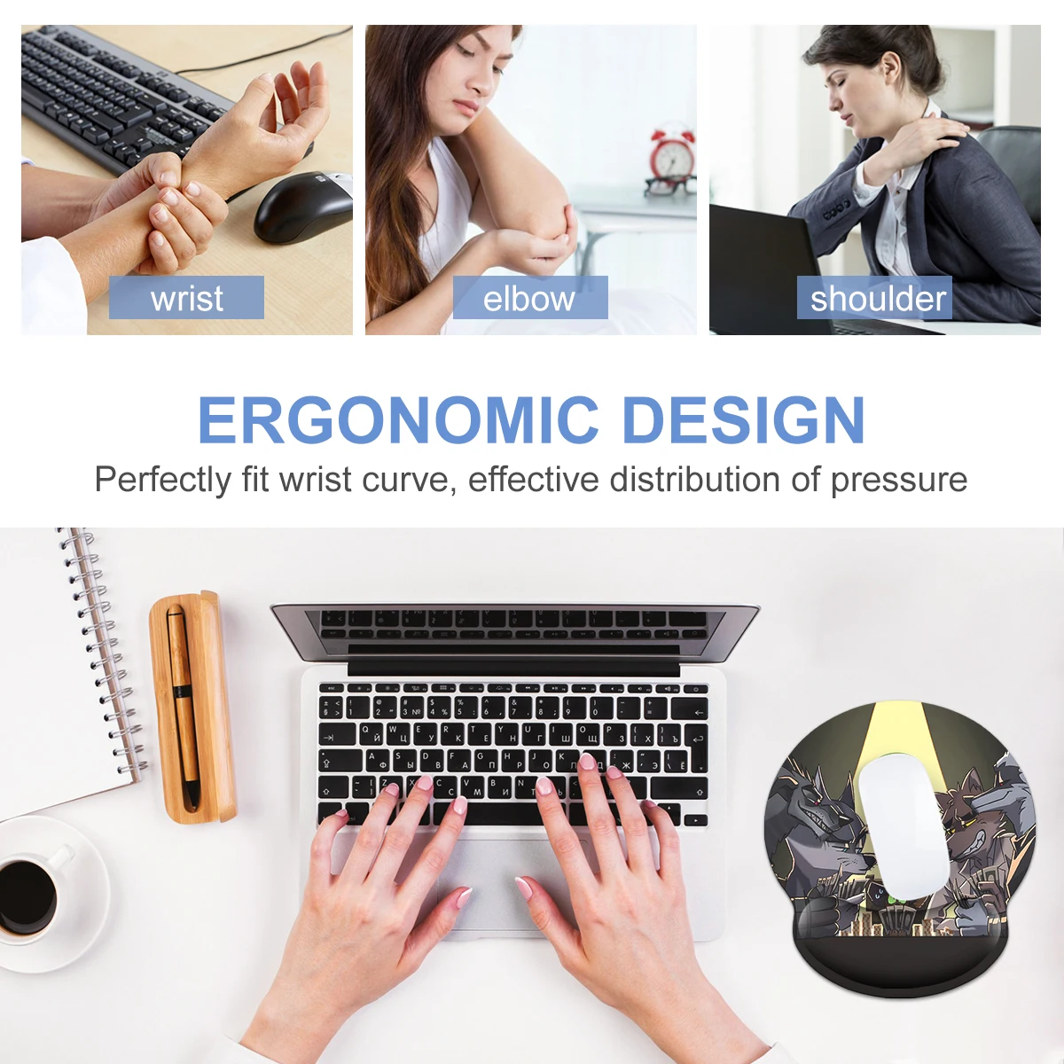 1pc  Fatal Fury Special Design Wrist Mouse Pad Ergonomic Soft Anti-Slip Wrist Rest Support Mat Computer Mouse Pad For Office PC