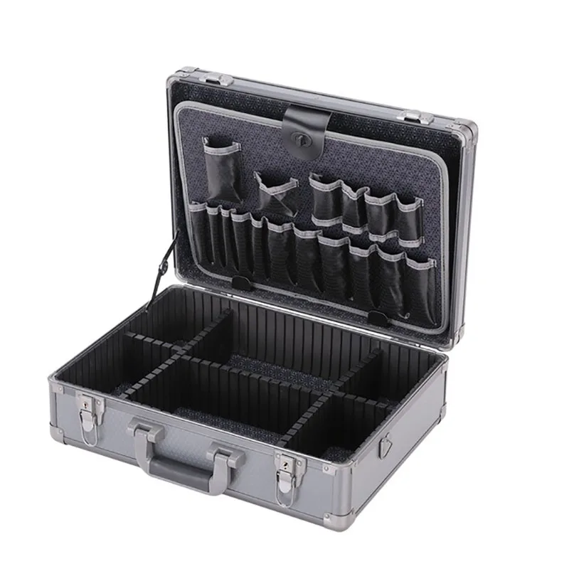 Complete Tool Box Multi-purpose Hard Aluminum Organizer Suitcase Tool Electricians Accessories Parts Storage Case Set with Lock