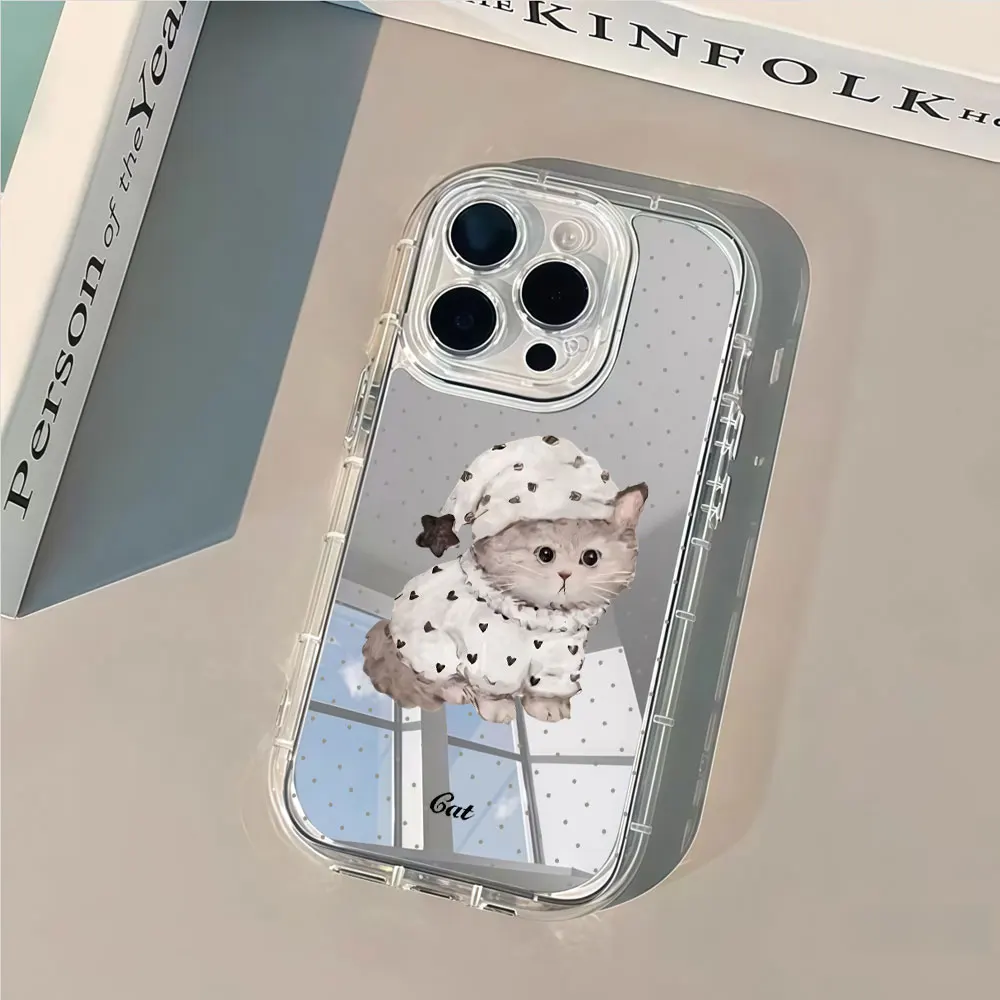 Cute Cat Pajamas Phone Case For iPhone 16 15 18 17 13 12 11 14 Pro Max X XS XR 7 8 15 16 Plus Air Shockproof Silicone Soft Cover view 2