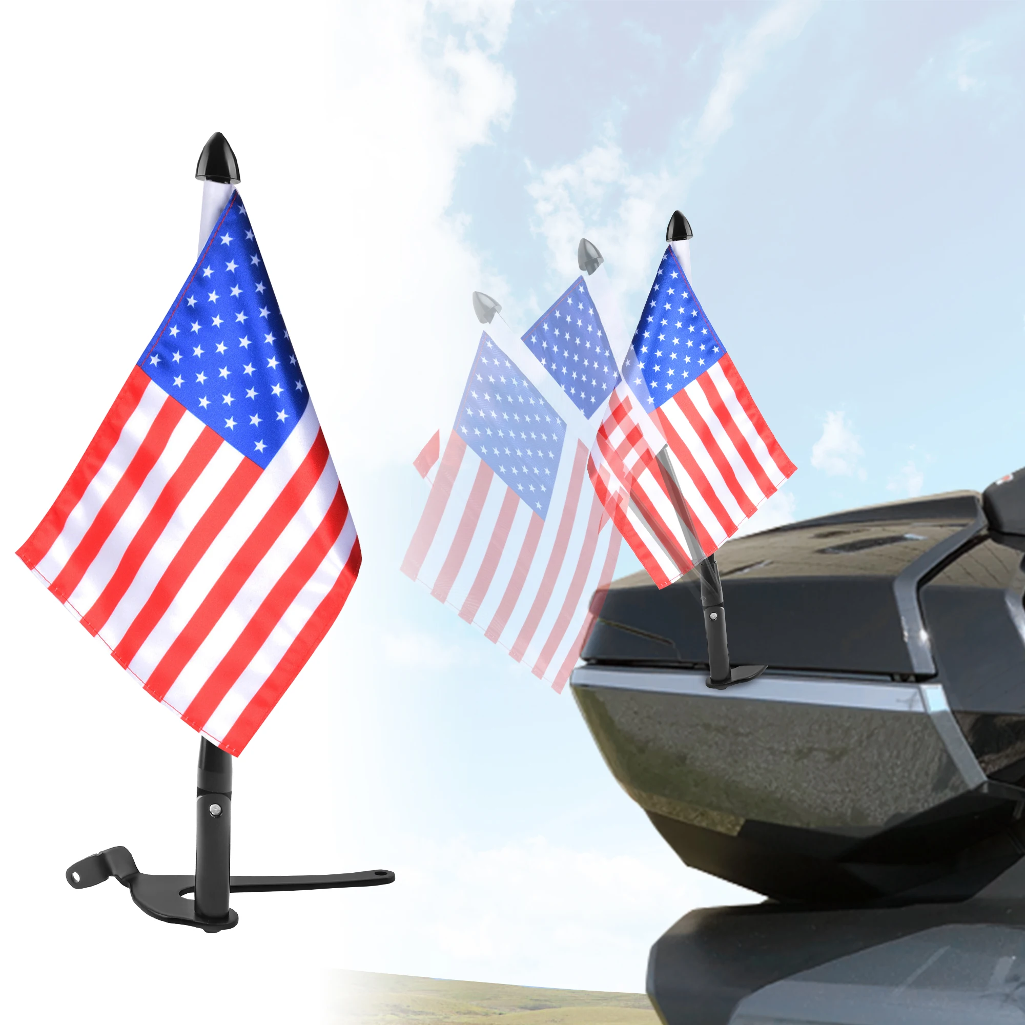 

Mutiple Flags High Quality Black with Trunk Mounted Folding Flag Pole Kit for Can AM Spyder RT 2020+ F3 LTD 2017 UTV Parts