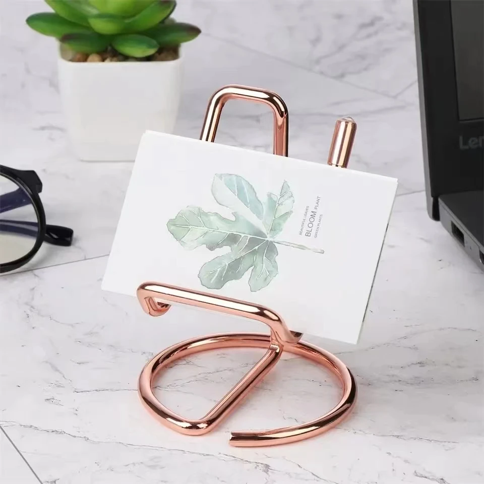 

1PC Business Card Holder Mobile Phone Stand for Desk Cute Metal Display Holder Office Desktop Name Card for Men Women