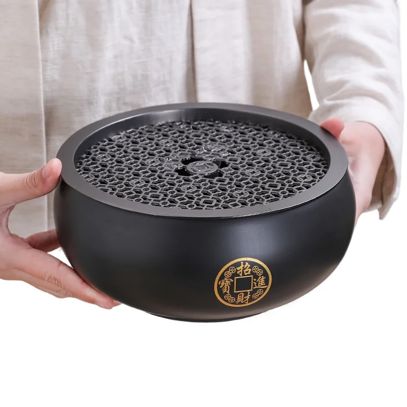 

Purple sand ceramic bucket with lid cup washing ashtray