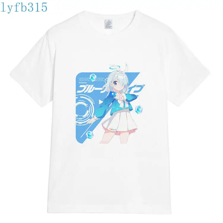 Anime Blue Archive T-Shirts Men Women White Short Sleeve Basic Tops #C