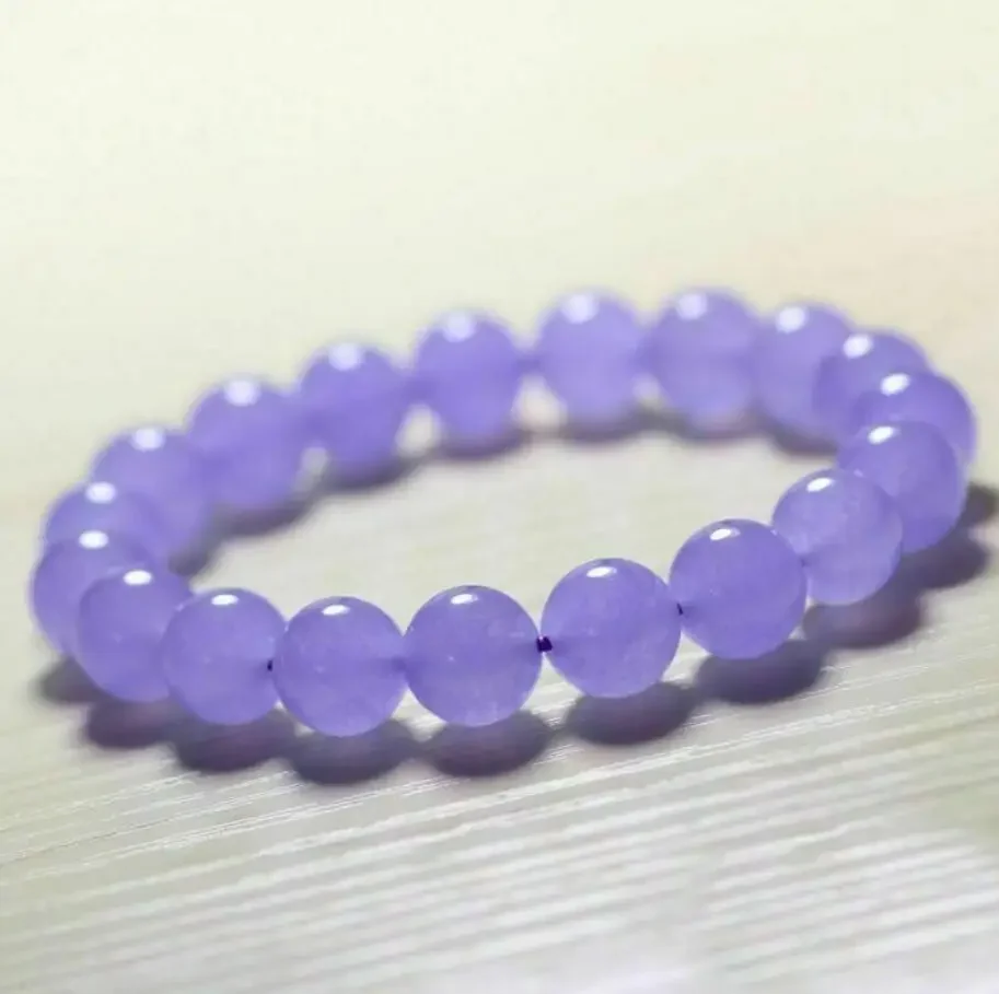

Natural 6mm 8mm 10mm 12mm 14mm Purple Jade Gemstone Round Beaded Bracelet