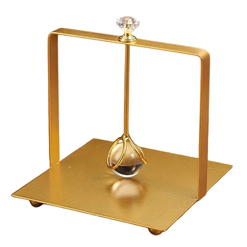 

A58Z Elegant Golden Iron Square Napkin Holder With Clear Accent 1Pc Freestanding Tissue Organizer For Bathroom