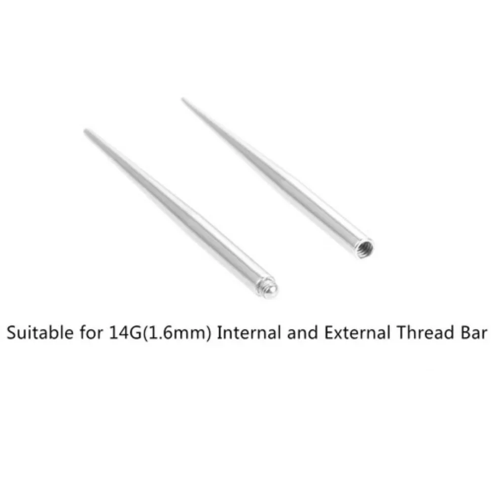 2PCS Internal & External Thread Steel Body Piercing Kit 14G (1.6mm) & 16G (1.2mm) Eyebrow Lip Ear Tongue Needle Tool