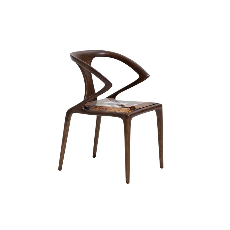 

Eugene Cedar Tumor Amber Resin Single Chair New Chinese Armchair