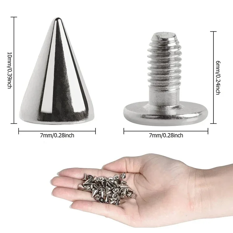 سبيكة المسامير مخروط ترصيع برشام رصاصة المسامير مخروط المسمار ترصيع للملابس الأحذية حقيبة طوق الجلود الحرفية الشرير الصخرة مخروط المسامير