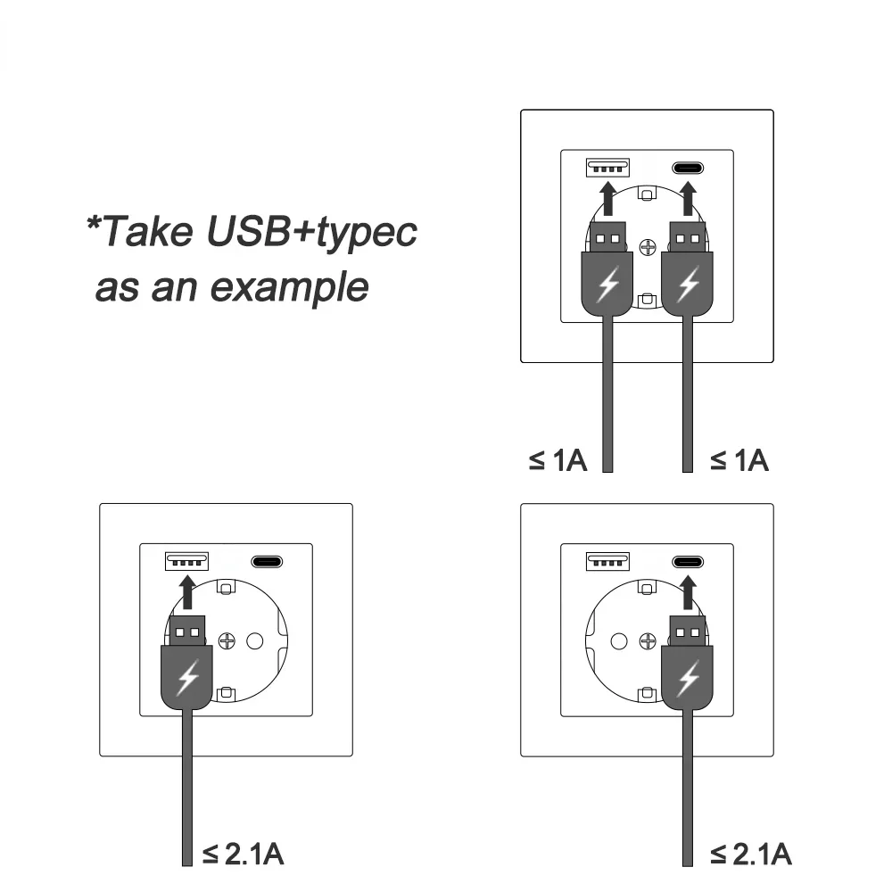 Shawader Wall Power Sockets Tempered Crystal Glass Panel Electrical Plug Outlet Flush Mounted Square Schuko Home Office Kitchen