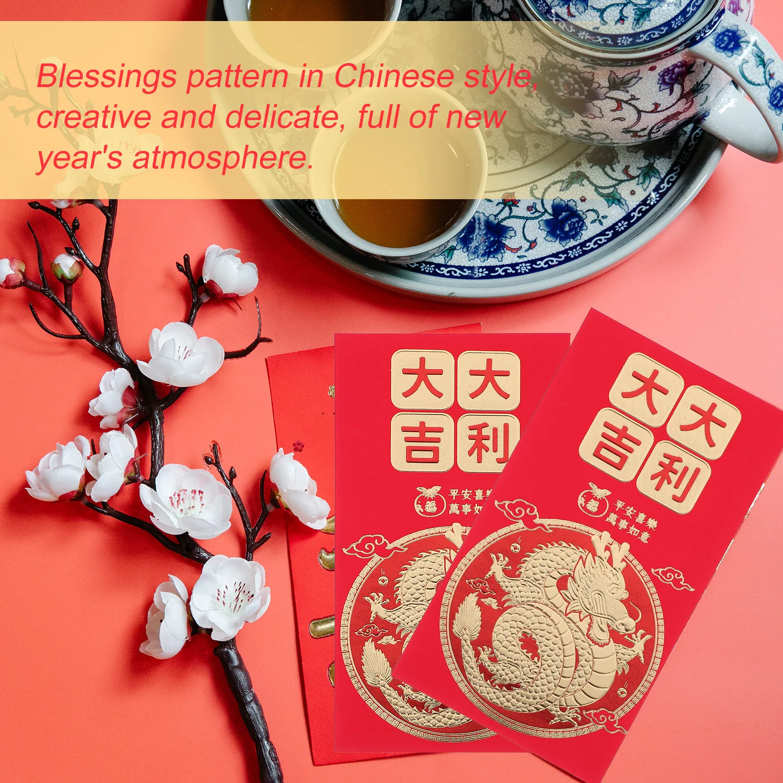 30pcs Chinese New Year Envelopes 2024 Dragon Pattern Cash Envelopes Creative Red Packets Festival Paper Red Envelope For Family