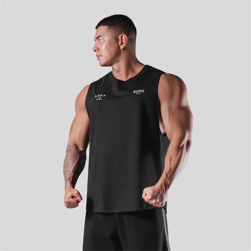 LYFT Jointly GYM Men Summer Gym Cotton Tank Tops Sleeveless Shirts Bodybuilding Clothing Fitness Workout Running Vest Sportswear