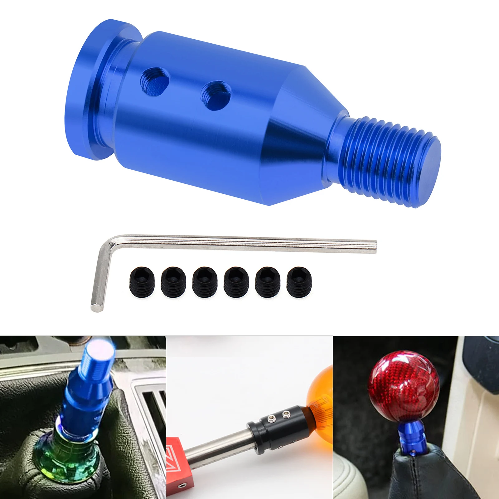 

M12x1.25mm Universal Gear Shift Knob Adapter Aluminum Alloy Car Manual Shifter Knob Adapter for Non Threaded Shifters