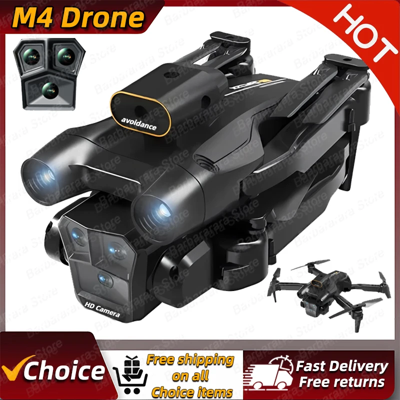 New M4 Drone 4K Professinal 5G WIFI With Wide Angle Triple HD Camera Foldable RC Helicopter WIFI FPV Height Hold Apron Sell