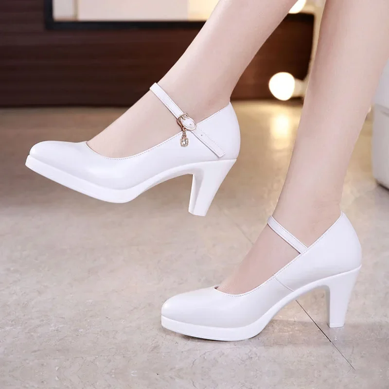 8 11 13cm Small Size 32-43 Shallow Red White Wedding Shoes Women Platform Pumps 2024 Block High Heels Shoes for Model Party