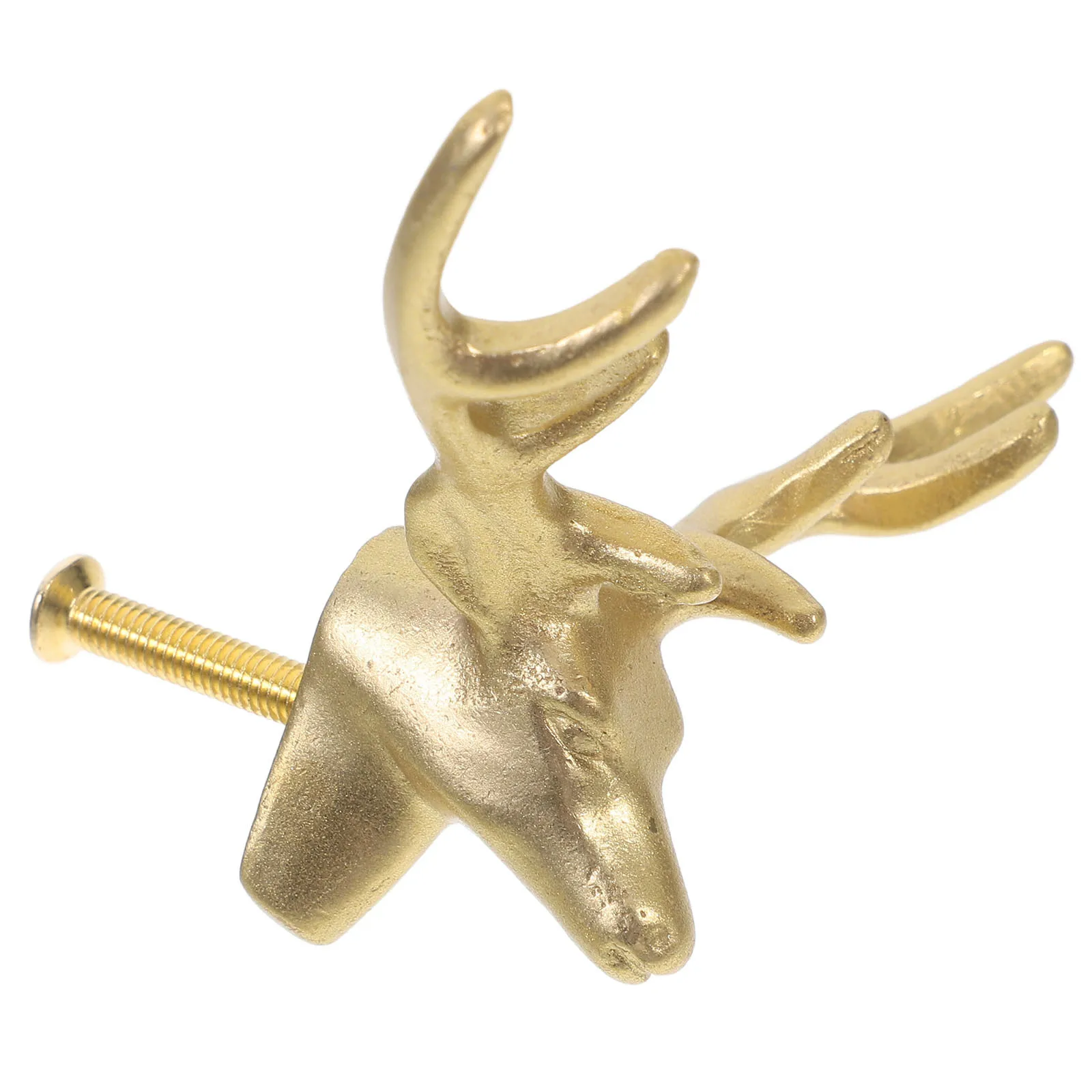 

Deer Shape Cabinet Knob Brushed Brass Finish Single Hole Drawer Pull for Closet Door Kitchen Cupboard Wardrobe Dresser Handle