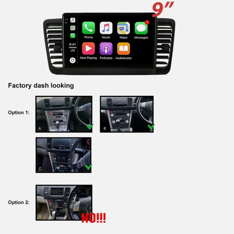 

9'' 4-64GB For Subaru Liberty / Outback 2003-2009 Car Radio Wireless Carplay Android 15 Auto FM GPS BT Stereo Head Unit
