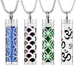 Geometric Style Aromatherapy Essential Oil Pendant Lockets Perfume Storage Diffuser Necklace 316L Stainless Steel Jewelry Gift