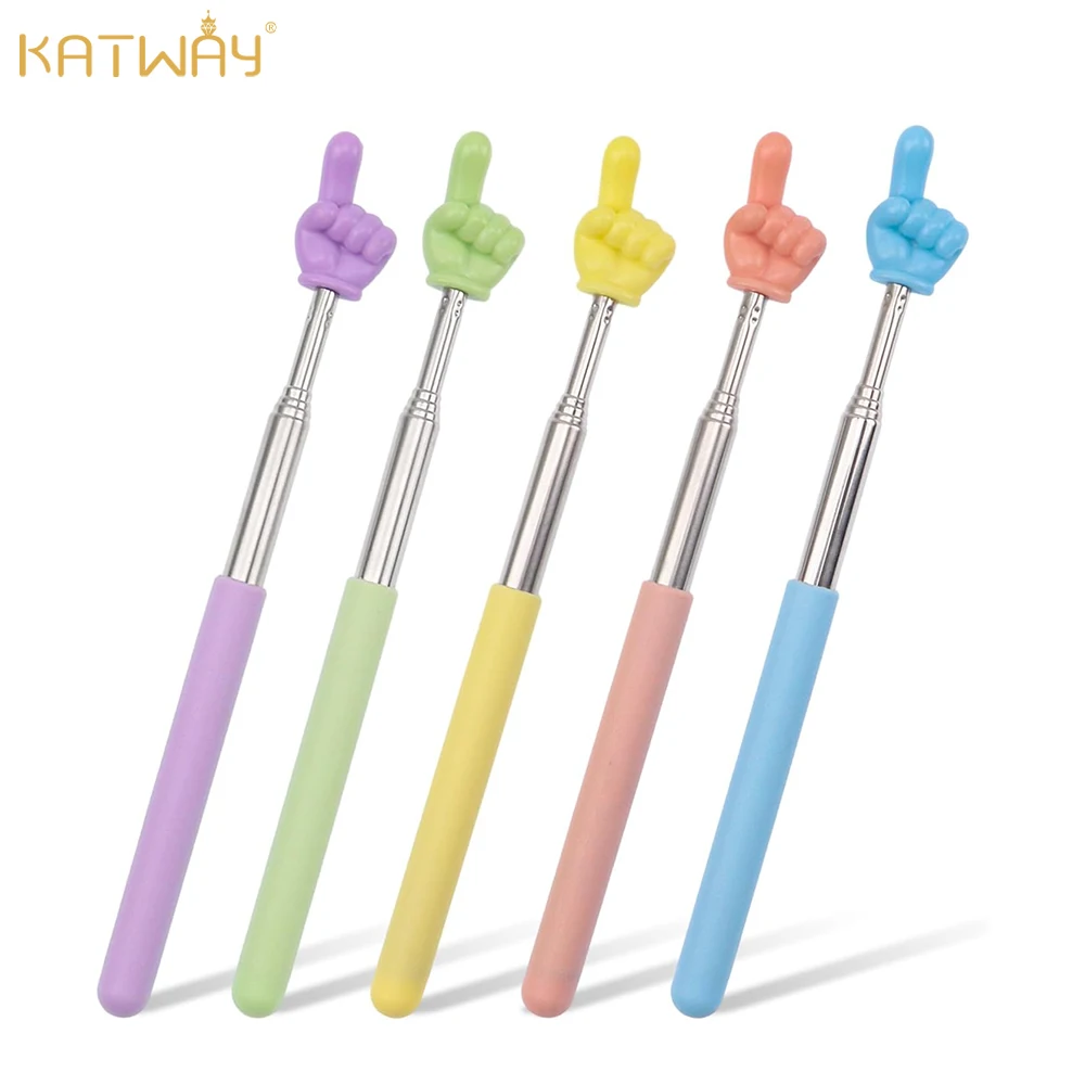 

KATWAY Telescopic Rod Stainless Steel Teaching Pointer Parent-Child Finger Reading Sticks Finger Design Kids School HH-AA505