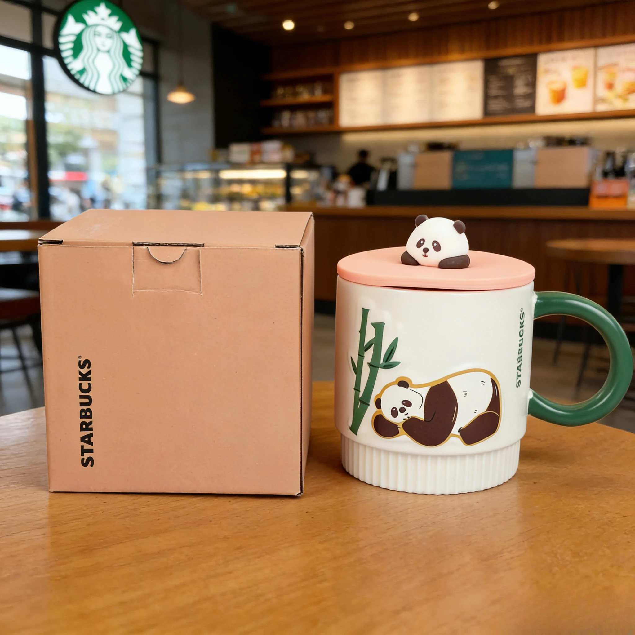 

Starbucks Adorable Bamboo Panda Mug 355ml Capacity With 3D Panda Topper Perfect Collectible Item