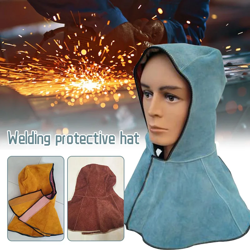 

Cowhide Shawl Cap Head Protective Hat Argon Arc Welding Hawl Hood Cover Cap Welder Electric Protection Welder Hood