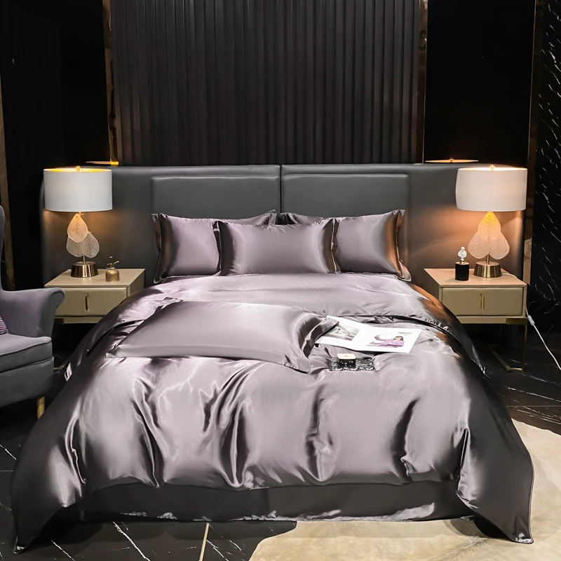 

High-end rayon duvet cover solid color duvet cover soft oversized duvet cover set double comfortable single duvet cover