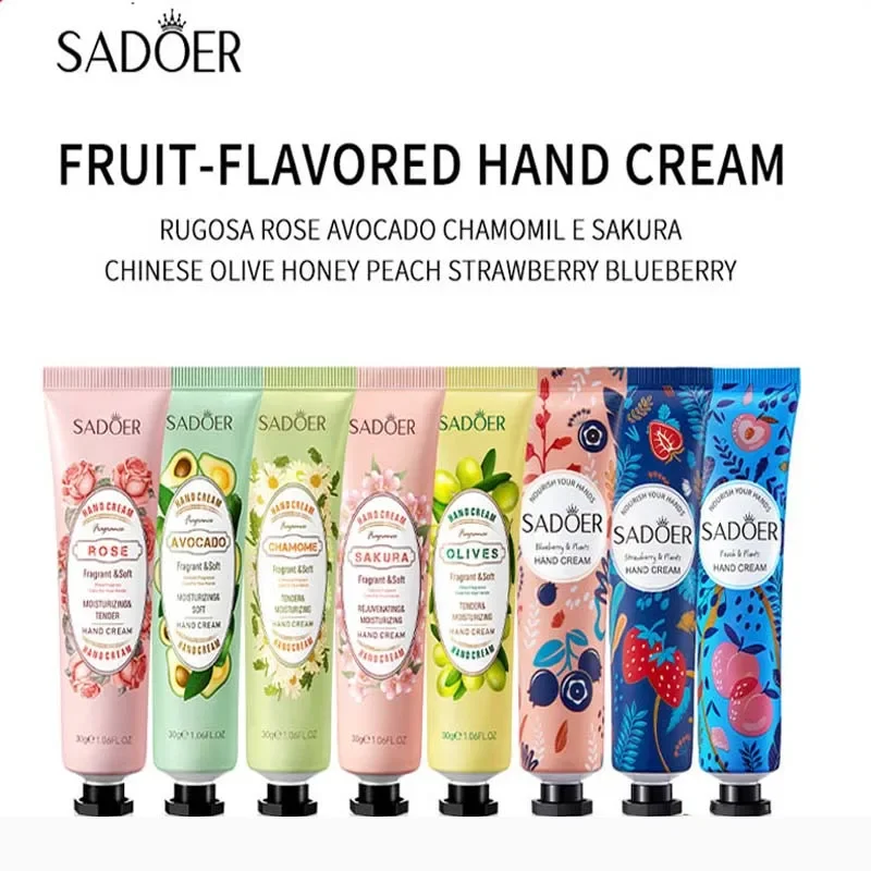 1Pc Fruity Flowery Hand Cream Moisturizing Nourishing Anti Chap Repairing Hands Care Beauty Skincare Hand Creams 30g