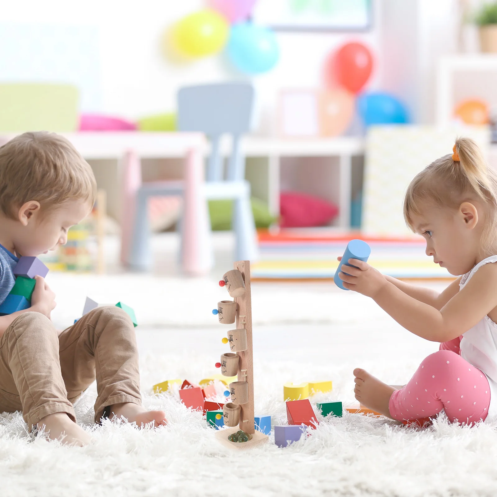 

Wooden Toys Glass Ball Rolling Game Kids Training Playthings Early Learning Toy Set Safe Grasp Coordination Development