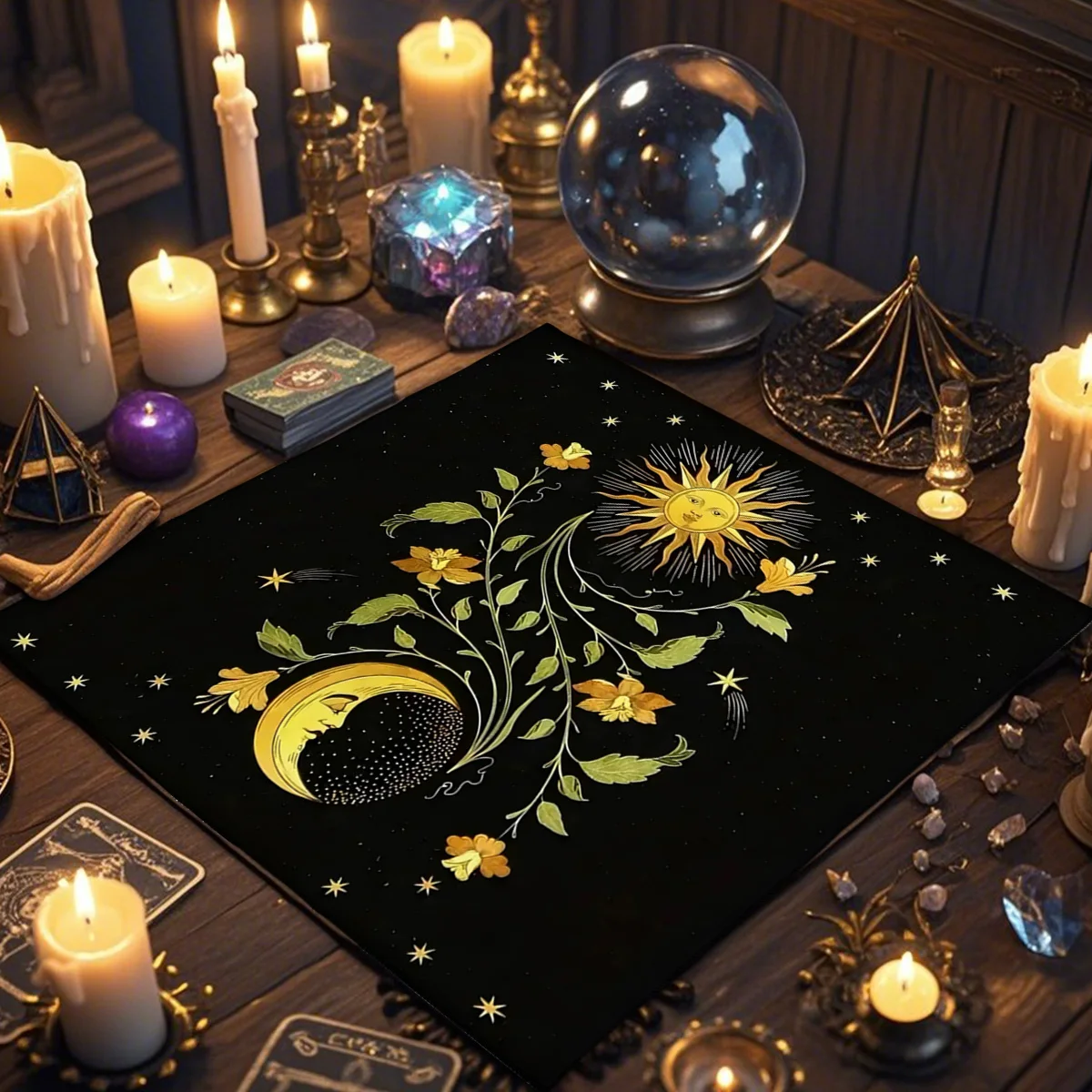 Flower Creative Tarot Tablecloth Tarot Enthusiasts' Ritual Reading Cloth Decorative Altarpiece Party Game Decoration