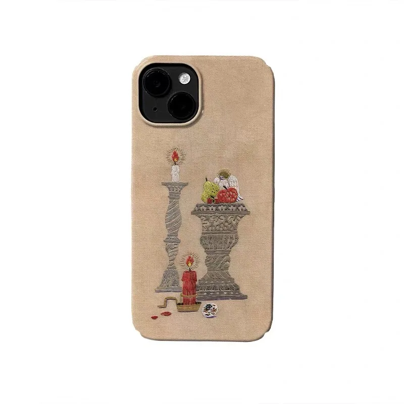 

Ins Korean Brown Yellow Artistic Candle Phone Case for IPhone 17 16E 15 14 Plus 13 Mini 11 Pro Max 12 Pro Back Cover XS XR Case
