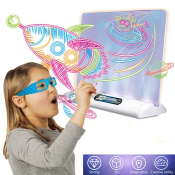 3D magiczny blok do rysowania LED Light kolorowa przestrzeń Ocean dinozaur tablica do malowania zabawki edukacyjne dla dzieci rosną towarzyszy zabaw kreatywny prezent