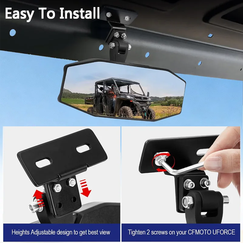 GR TRAIL Adjustable UTV Center Rearview Mirror Convex Rear View Mirror For CFMOTO UFORCE 1000 1000 XL UTV Accessories