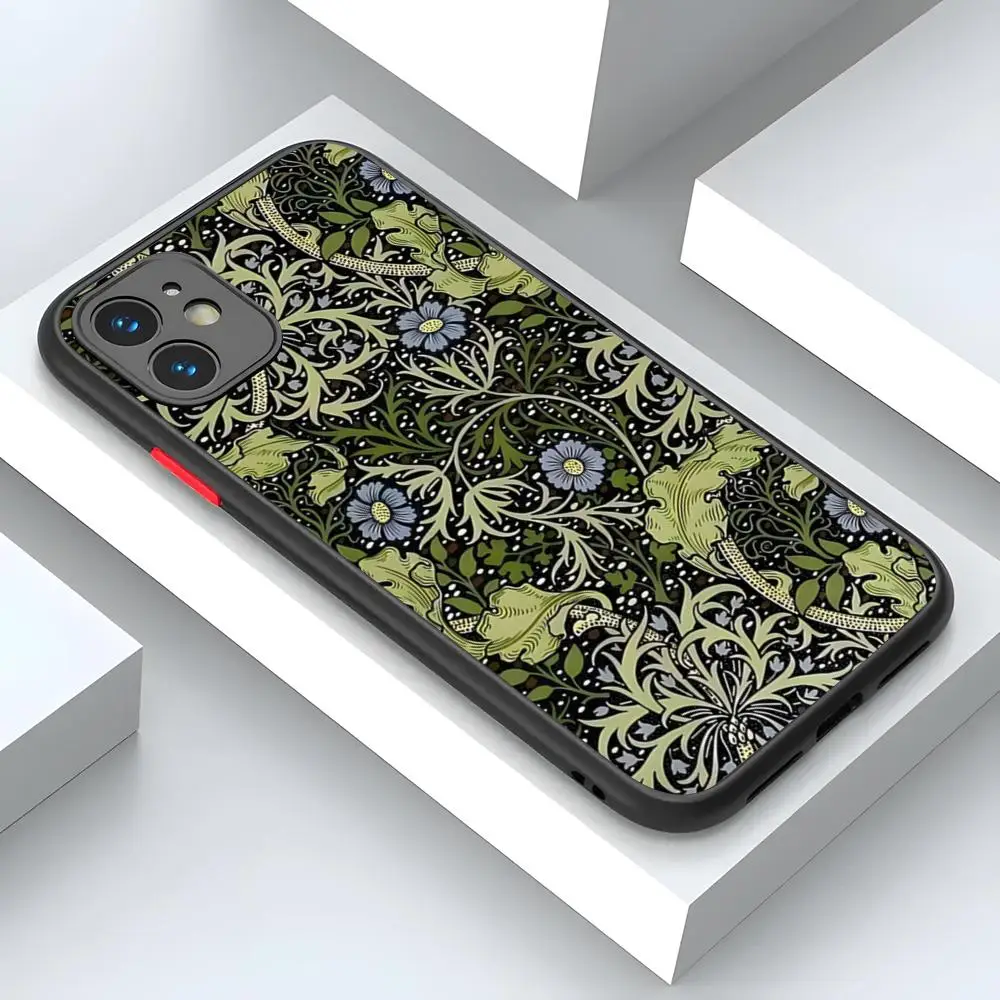 ويليام موريس الفراولة اللص تصميم جراب هاتف آيفون 16 15 14 12 13 11 شراء Pro Max XR XS Mini X 7 8 Plus غطاء غير لامع