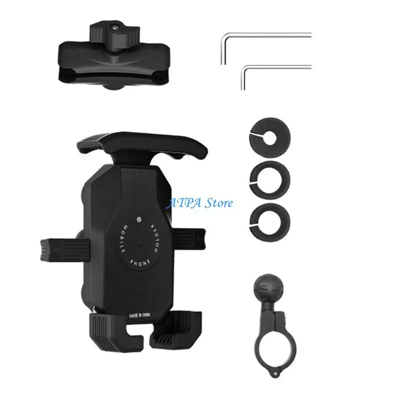 

U13C 3 Claw Motorbike Phone Clip Mount Holder Bracket, Absorbs Shocks, Wide Compatibility, Effortlessly Mounting 360 Rotation