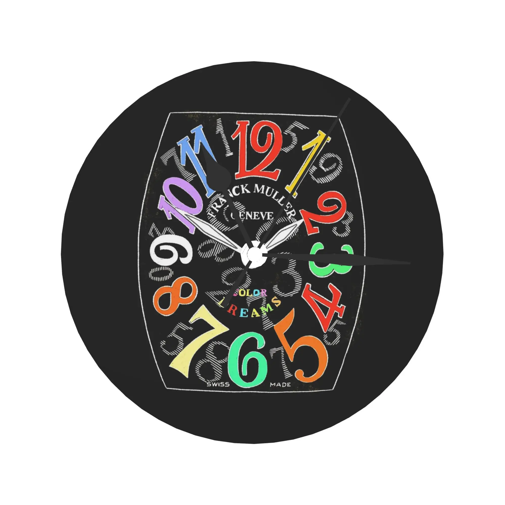 Franck Muller Color Dreams hand drawn watch face Wall Clock Room Decoration Silent Round Clock for Bedroom Living Kitchen Home