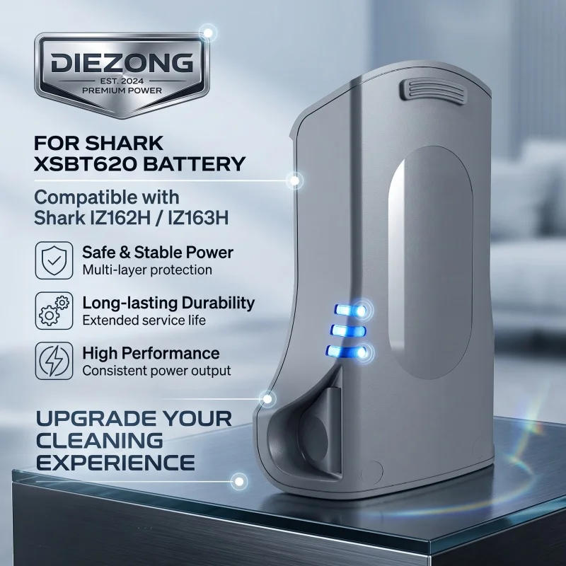 3000mAh High Capacity XSBT620 Battery for Shark Cordless Vacuum IZ162H IZ163H Stable Durable Replacement Lithium Battery