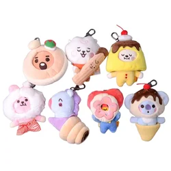 Kawaii BT21 anime cartoon dessert series keychain cute new plush doll backpack ornament Desktop ornaments Festival gifts