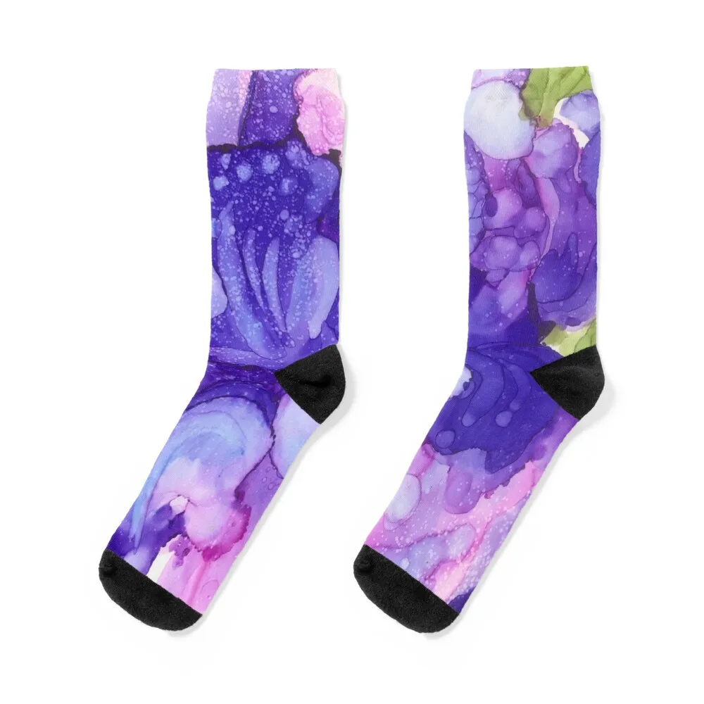 

Purple Iris Socks new year kawaii hip hop japanese fashion Men's Socks Women's