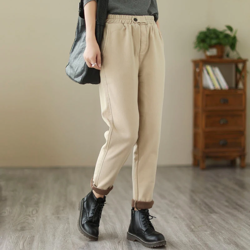 Women Velvet Straight Leg Pants