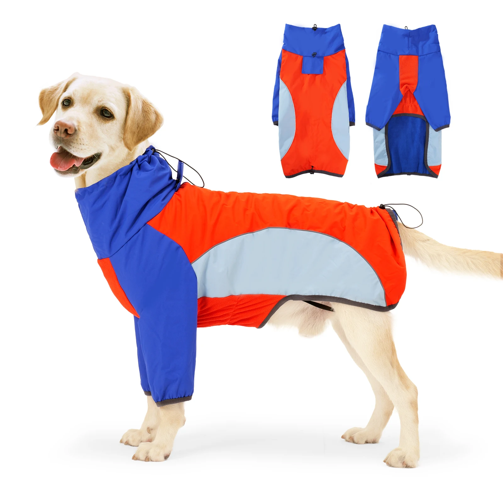 Dog Winter Jacket, Waterproof Windproof Dog Coat  Reflective Strip, Adjustable Outdoor Snow Coat with Harness Hole