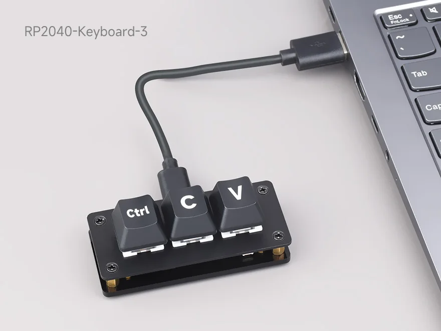 Ctrl C/V Shortcut Keyboard For Programmers, 3-Key Development Board, Adopts RP2040 Microcontroller Chip