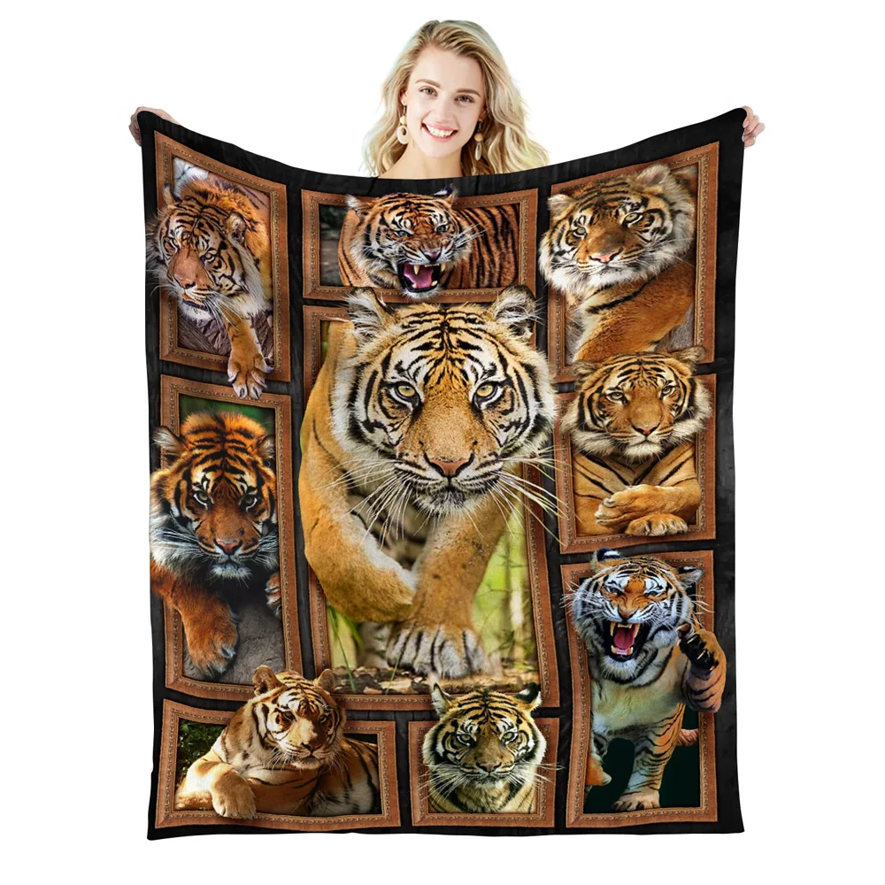 

Personalized blanket print tiger wolf lion cute custom blanket