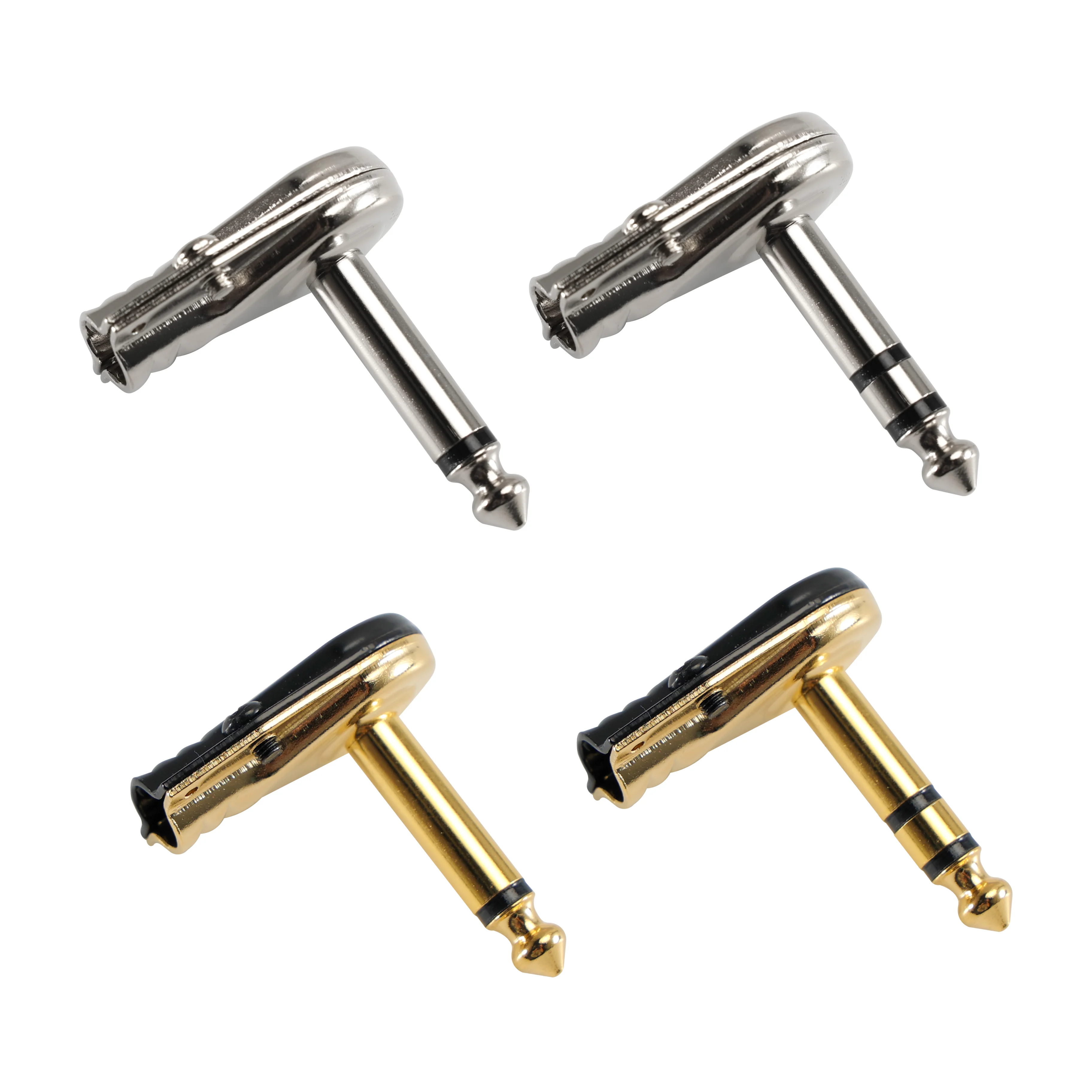 

Pro-C 6.35mm Pancake Black Back Gold Right Angle Male Mono/Stereo Phone Guitar Plug TS