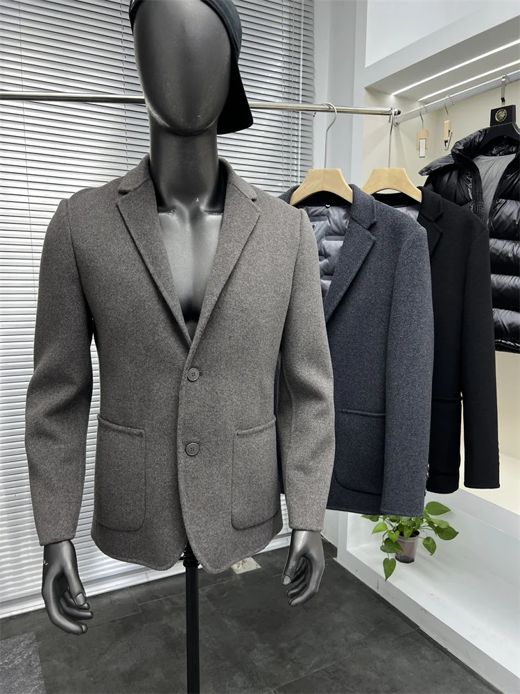 

Двустороннее шерстяное пальто из 70% шерсти или повседневное пальто с пуховой внутренней стороны, осенне-зимнее мужское повседневное деловое пальто