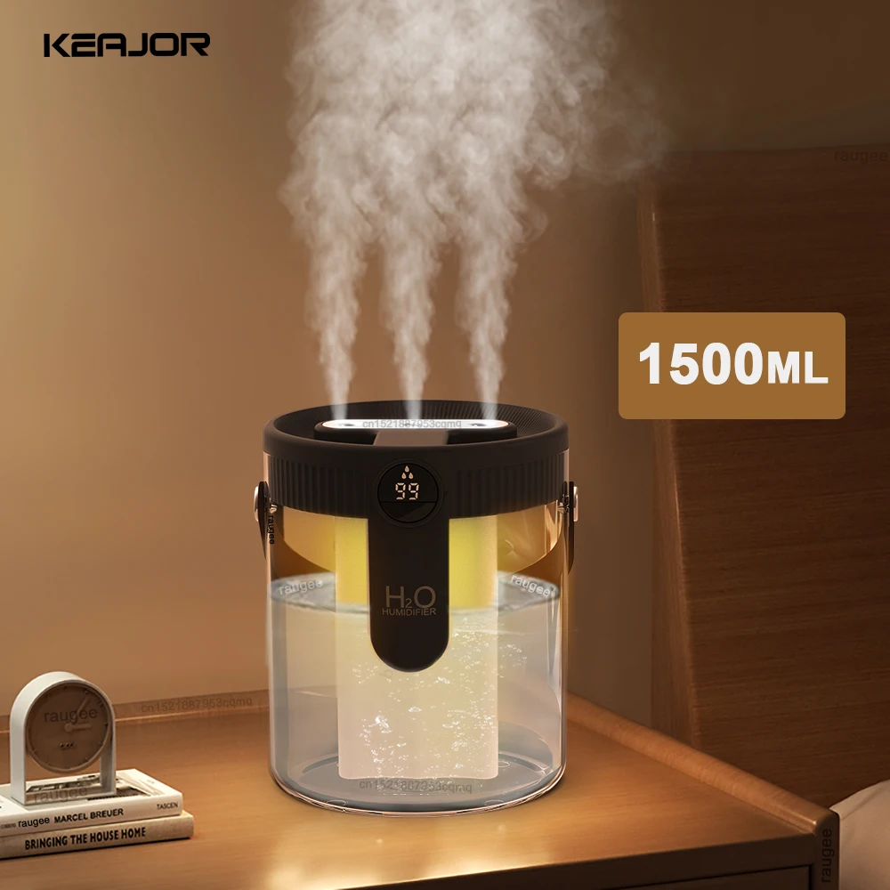 

Air Humidifier Triple Spray Port Cool Mist Maker 1.5L Wireless Large Capacity Humidifier Home Office Portable Desk Humidifier
