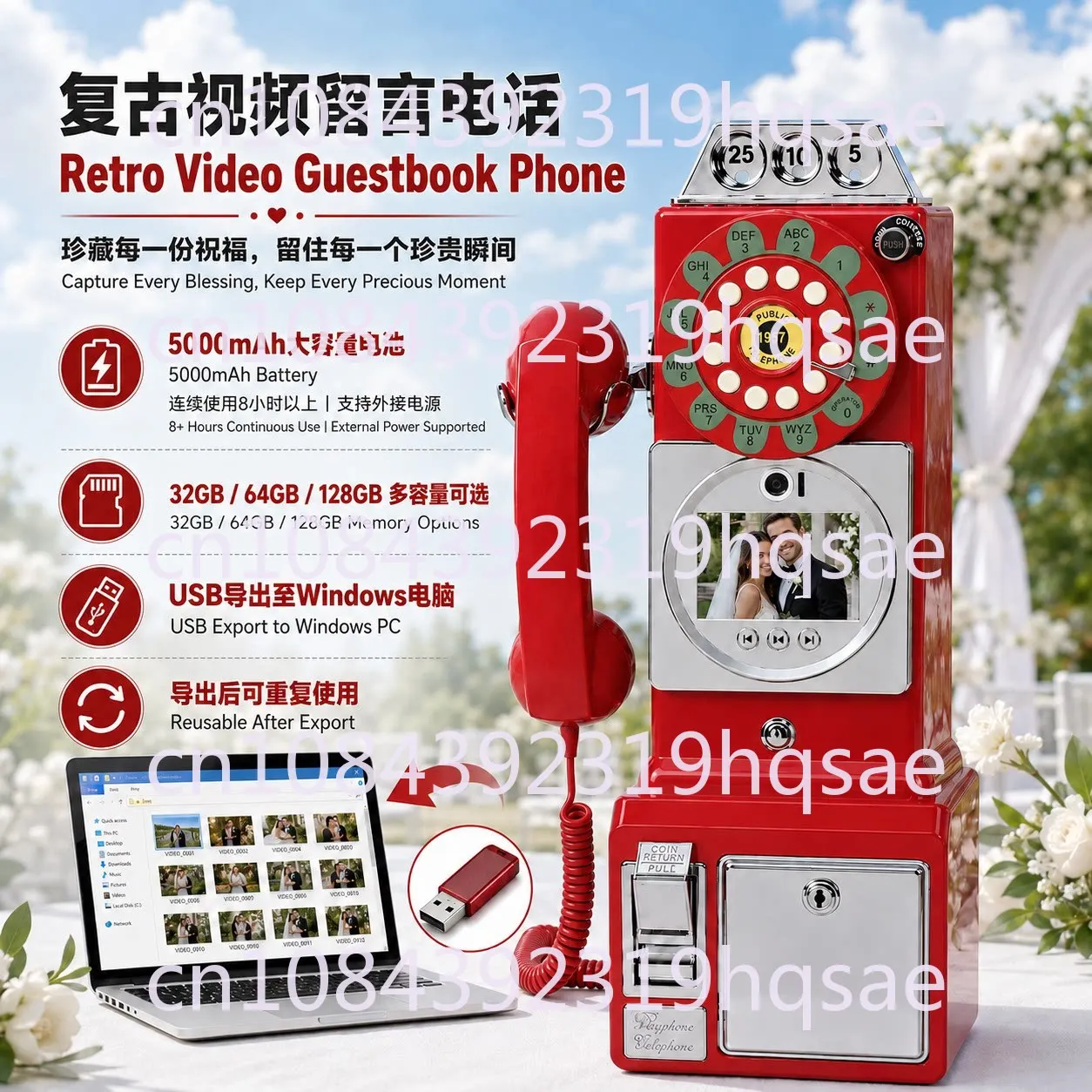 128G Wedding Guest Message Book, Phone Personalized Video Message Book, Party Banquet Video Check-in