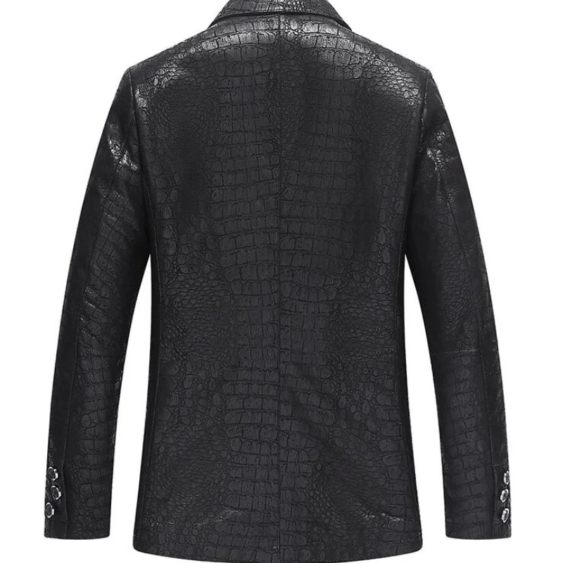 New Arrivals Genuine Leather Jacket Men Crocodile Pattern Sheepskin Simple Coats Slim Fashion Mens