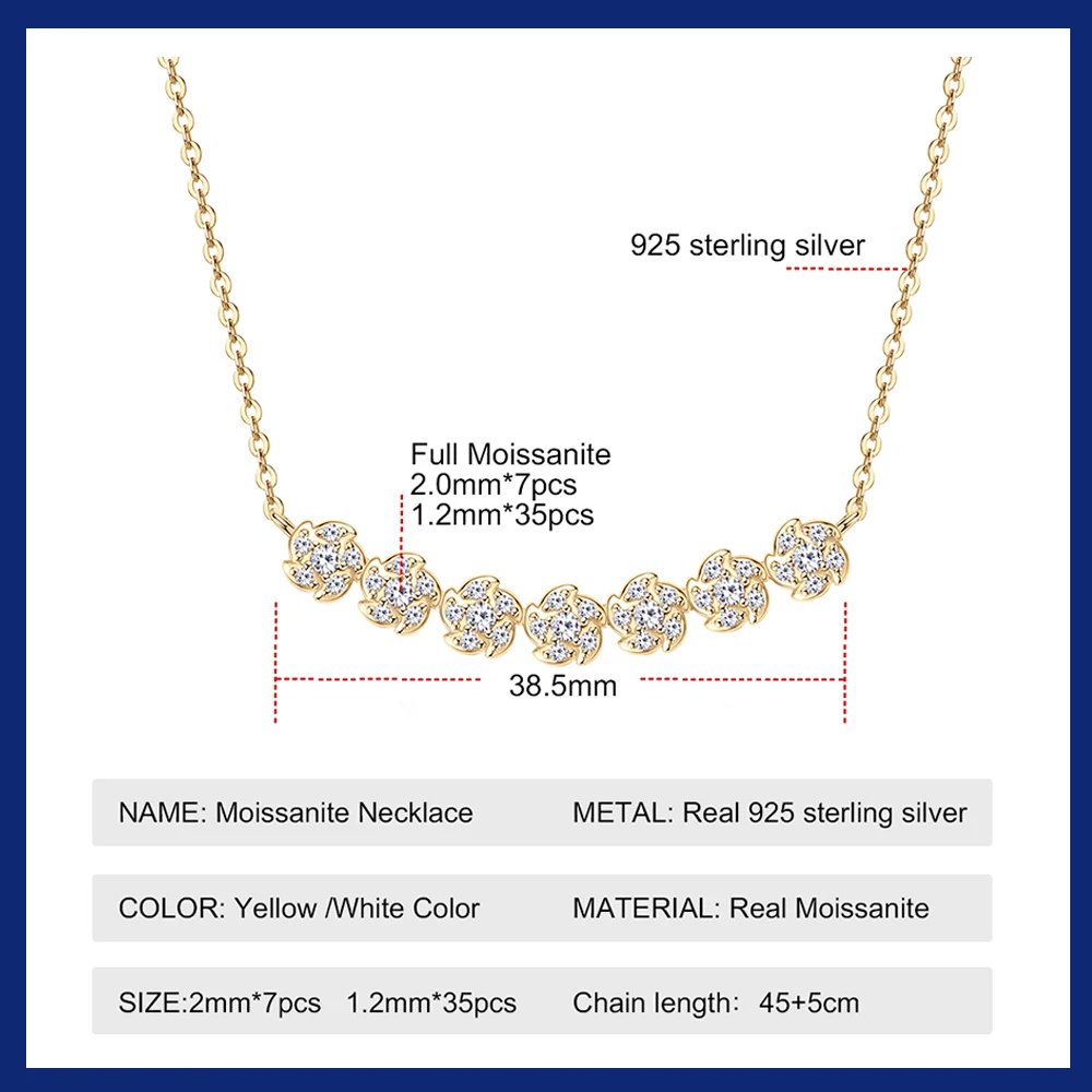 Moissanite Diamond Necklaces for Women, Dainty 14k Gold/925 Sterling Silver Choker Necklace Gold Plated Jewelry Trendy Gift 2024