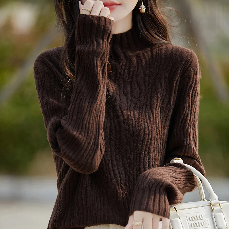 Autunno Inverno Thiened Maglione lavorato a maglia Donna Dimagrante Ele f Collo alto Strato base morbido irt Pendolarismo Sle Straigh...
