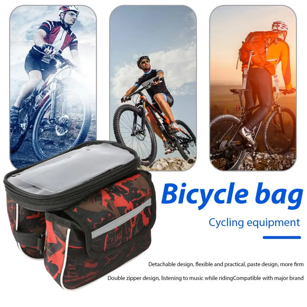 Bicycle Bag Waterproof Capacity Bike Bag with Touch Screen Phone Case Zipper Closure Top Tube Storage Bag for Mtb Road Bikes