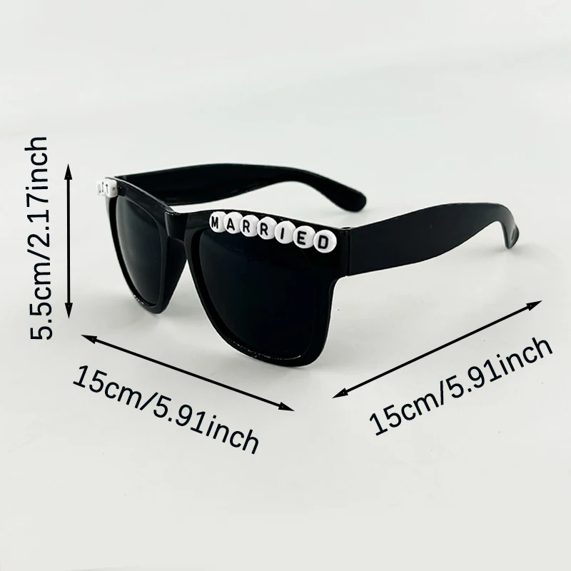 نظارات LED مضيئة على شكل قلب لحفلات البكالوريوس وحفلات الزفاف وهدايا تذكارية للضيوف متزوجة فقط نظارات شمسية للعروس والعريس #6